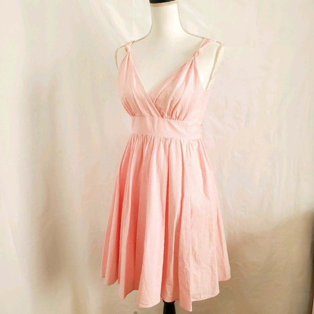 Vineyard Vines Pink Seersucker Reina Sundress sz 4 - Picture 3 of 15